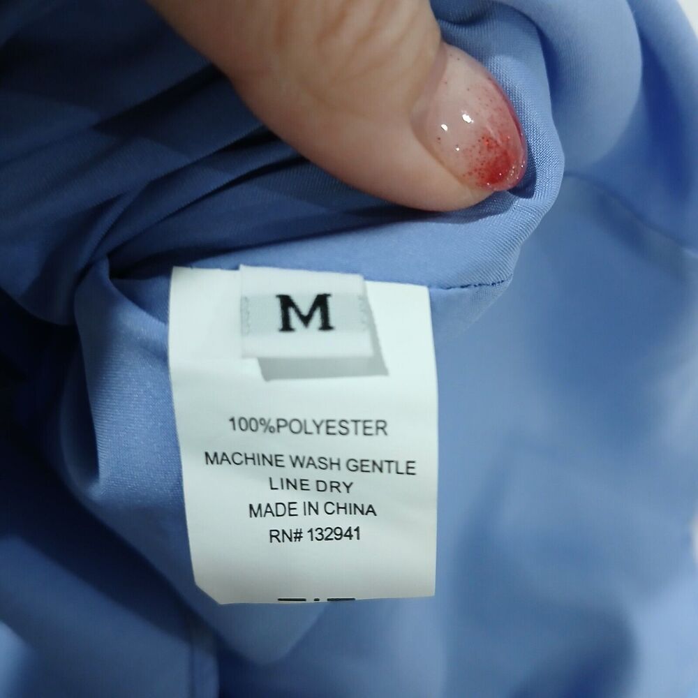 Amanda Uprichard Emery Dress Medium Chambray Blue Ruffle Mini Flounce 20432 - Picture 8 of 12